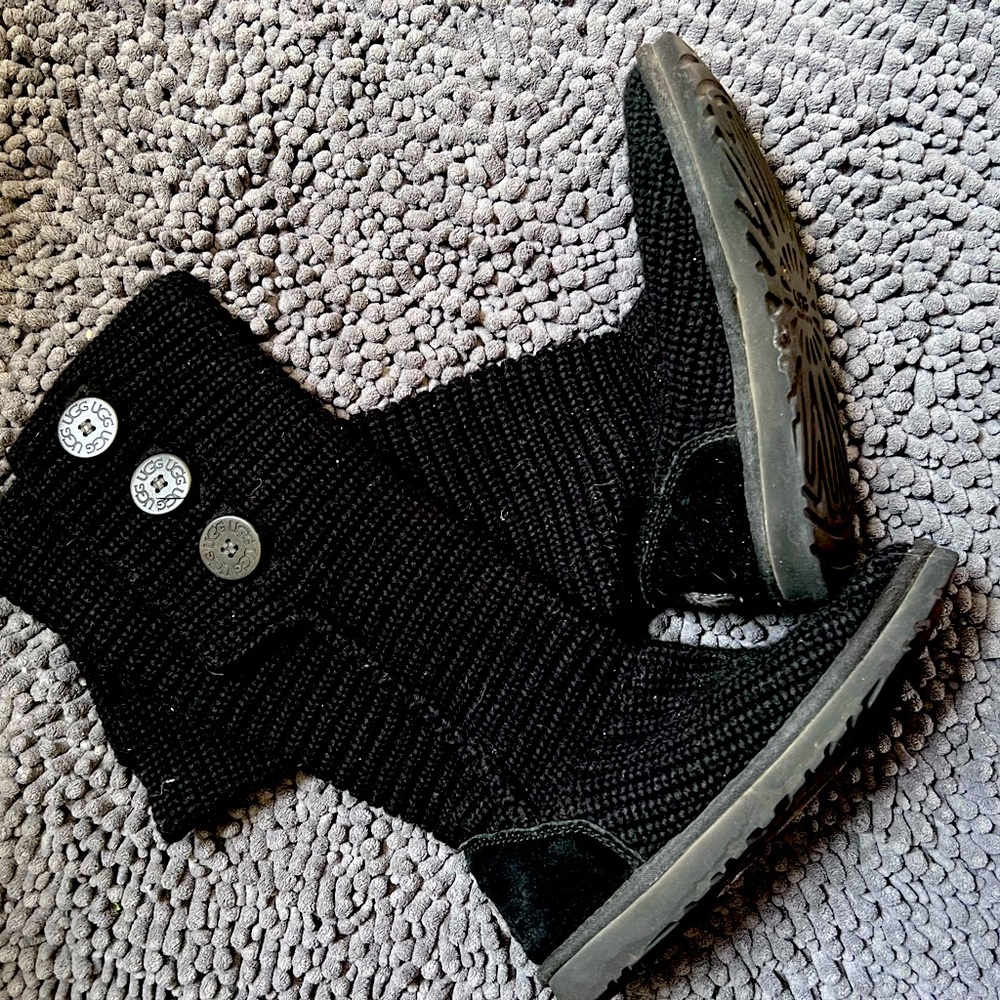 Black knitted UGG boots